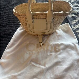 Chloe Natural Woven Tote with Cream Accents